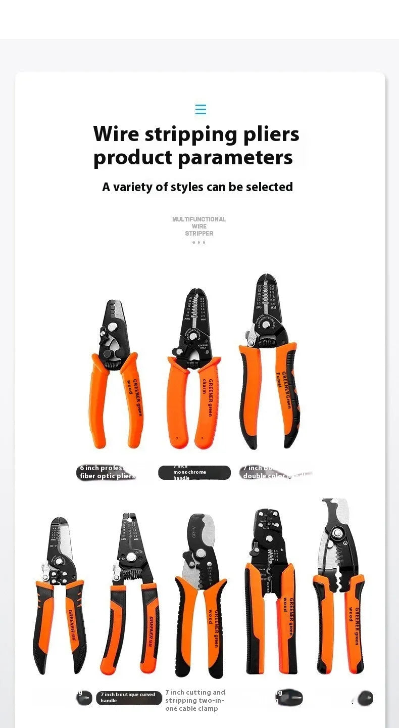 Fully automatic wire stripping pliers tool with high carbon steel blade