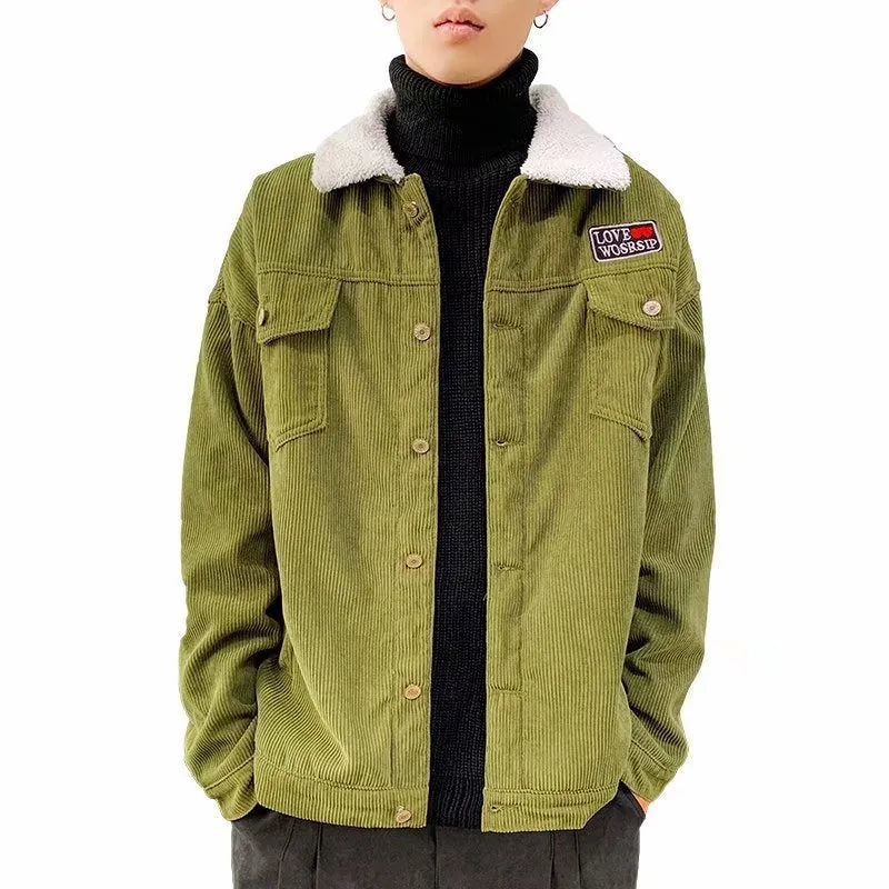 Men's corduroy workwear jacket in loose fit with regular length and solid colour options