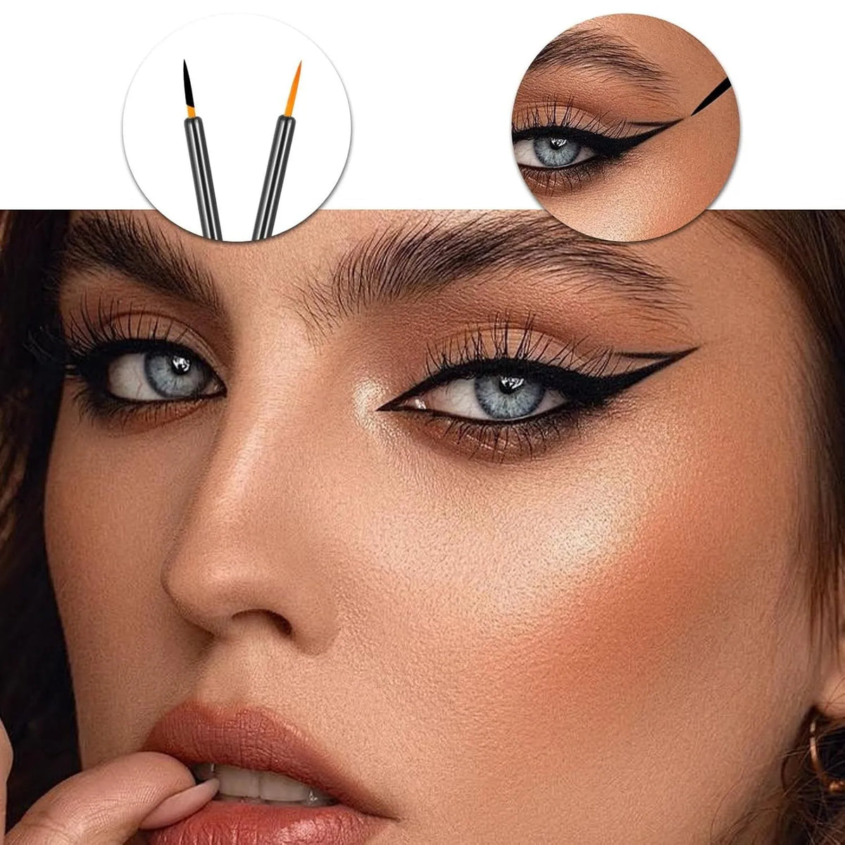 100 black disposable eyeliner brushes with ultra-fine points and plastic sleeve protection