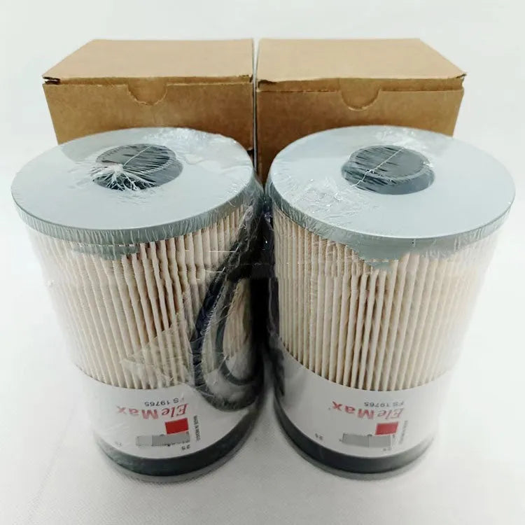 FS19764 diesel fuel filter for generators with dimensions and 10mm ports shown.