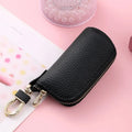 Men's waterproof PU zipper key ring organiser in black, grey, and pink macaron colours