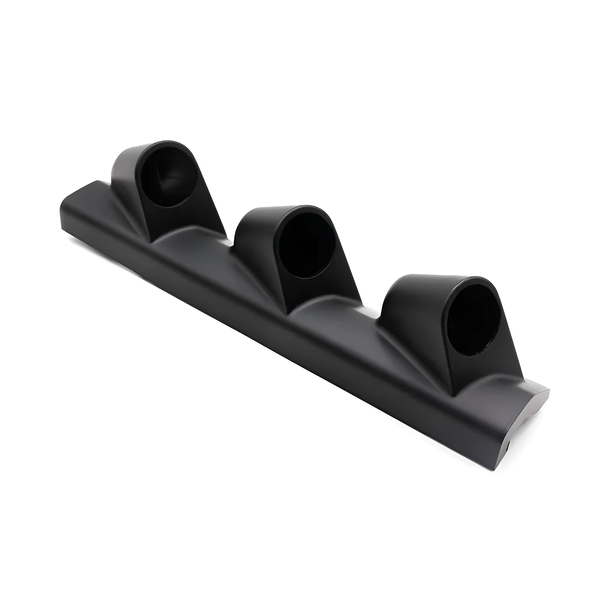 Black ABS plastic three-hole instrument stand for 52mm gauges in right-hand drive cars.