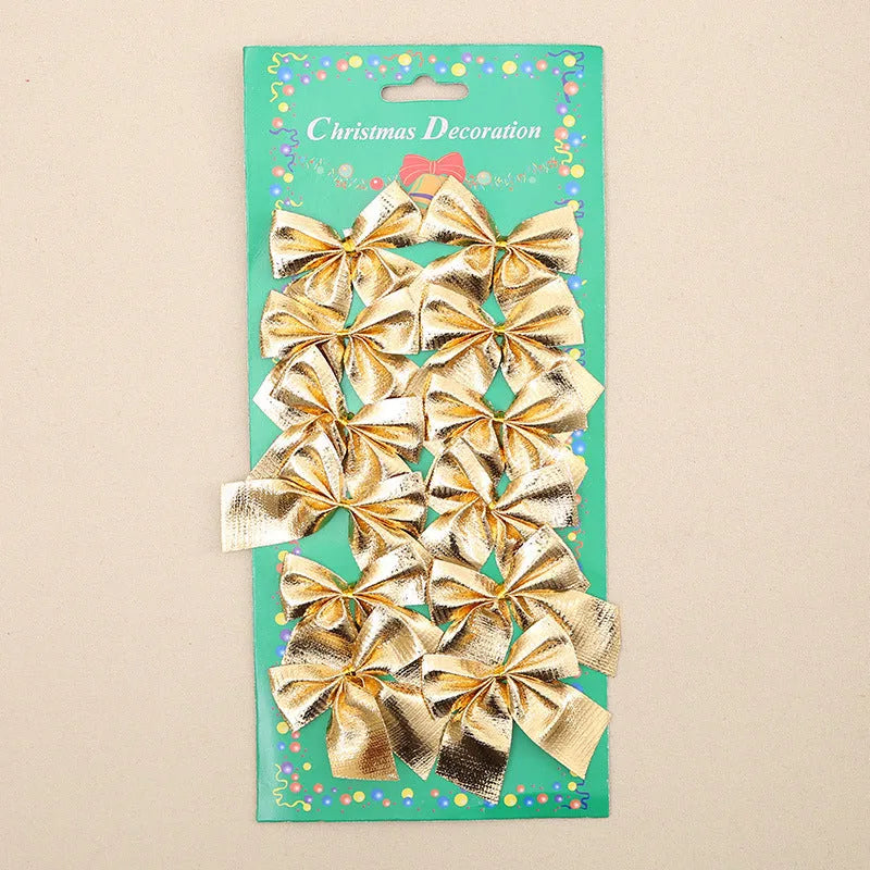Christmas tree bow ornament in red gold silver colours measuring 5 cm
