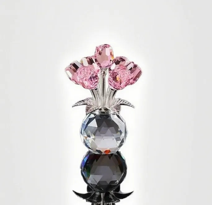 K9 crystal glass rose decoration in geometric Chinese style with multiple colour options