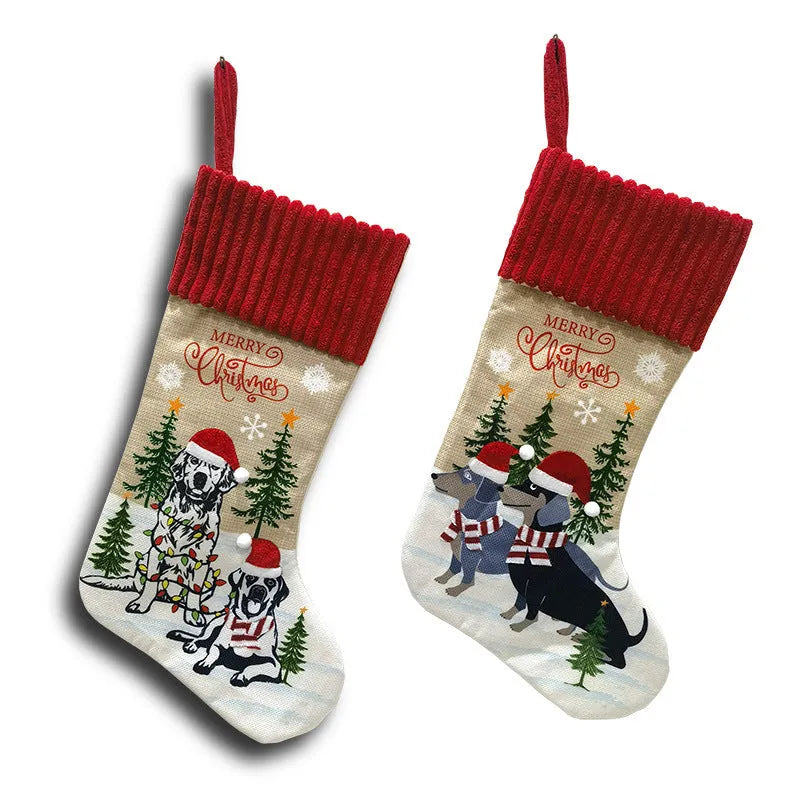 Fabric Christmas tree pendant with pet designs measuring 46 by 28 centimetres
