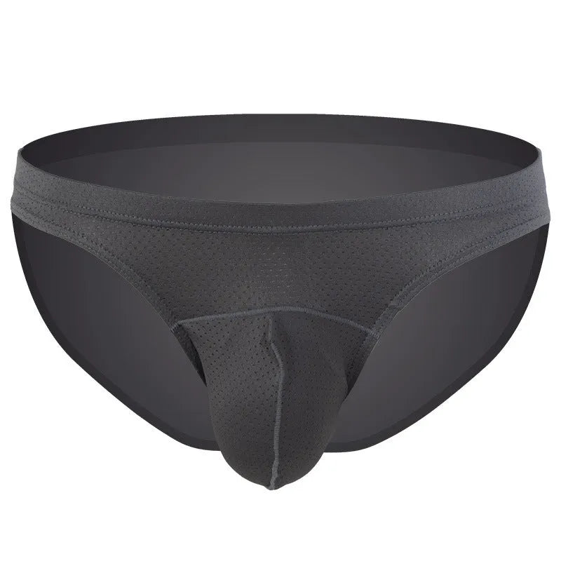Men's transparent loose nylon underwear in blue colour showing breathable comfortable design