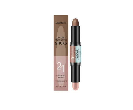 A 2-in-1 dual-tip makeup outline highlighter pencil for eyebrows and lips in three colour options.