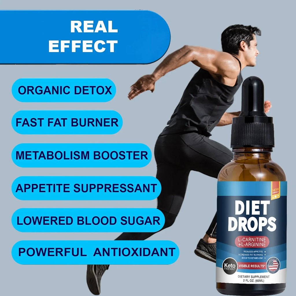 60ml bottle of ketone supplement drops with clear glass packaging