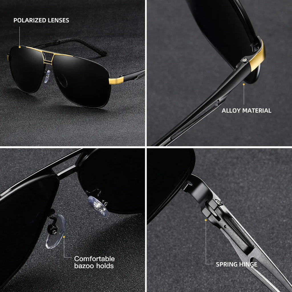 Men's orange red aviator sunglasses with polarised lenses and a metal frame.