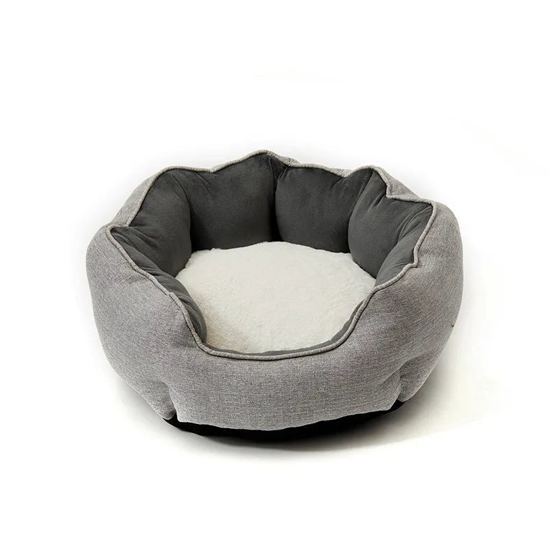 Octagonal pet bed with removable mats in blue colour for cats and small dogs