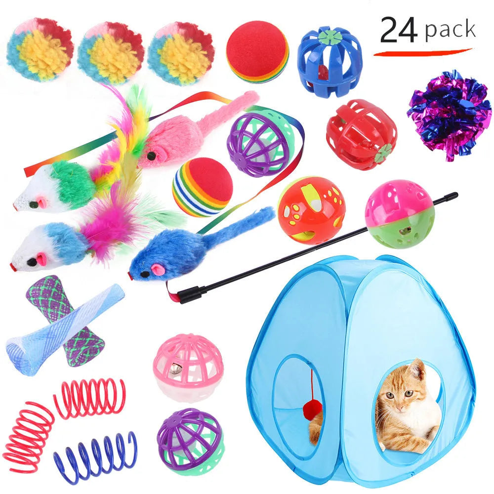 Plastic cat channel tunnel toy in various colours for indoor pet play