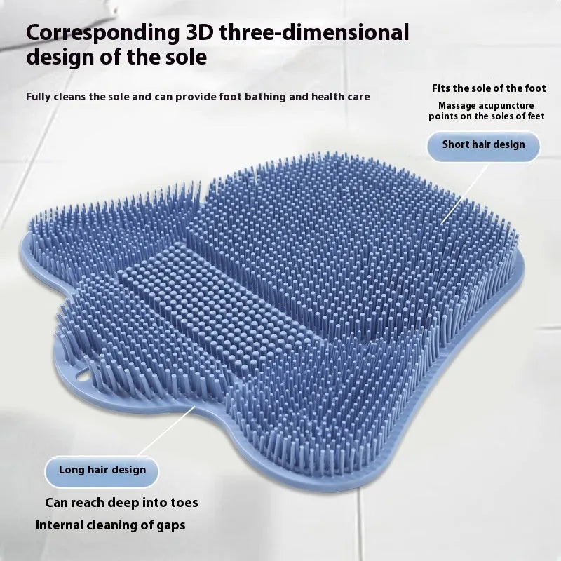 Blue silicone bath massage mat measuring 31cm by 32cm with textured surface