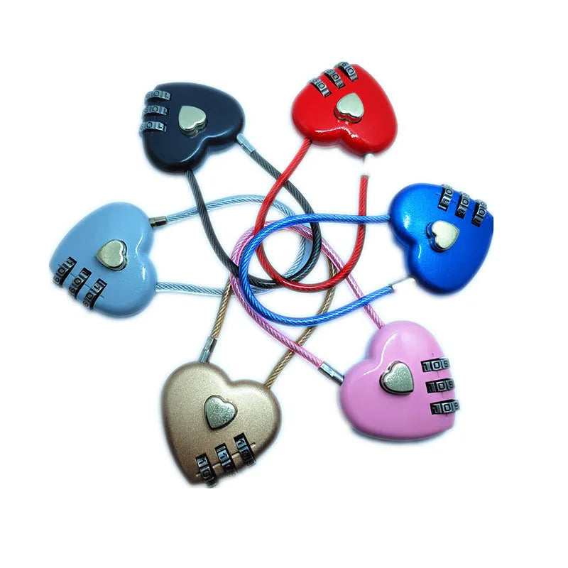 Peach Heart ABS plastic wire rope love lock with steel cable in modern design