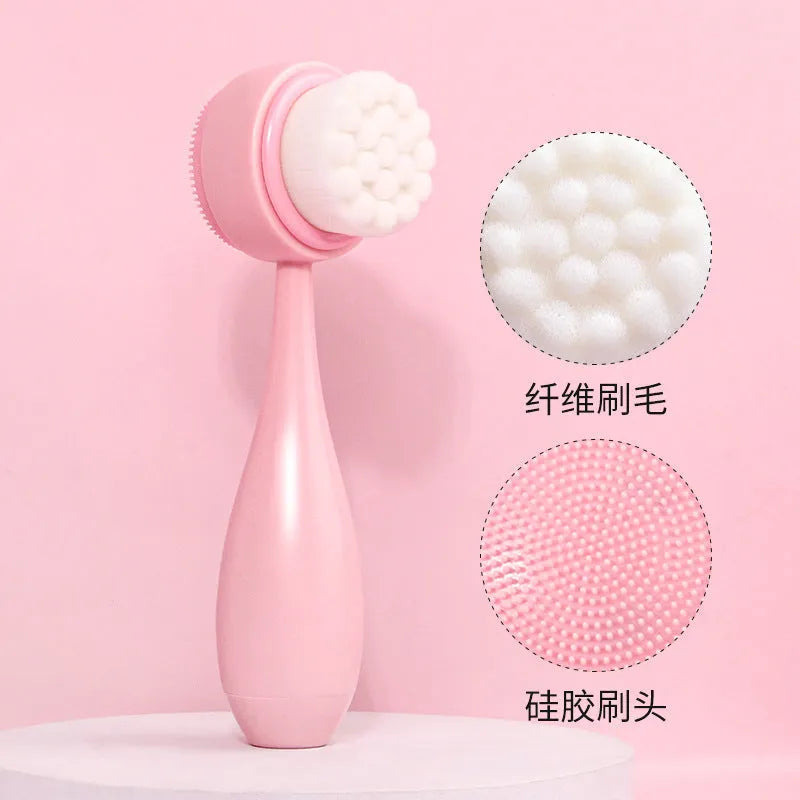 Facial brush with coral fleece hair band set in purple gradient colour with keep-dry design