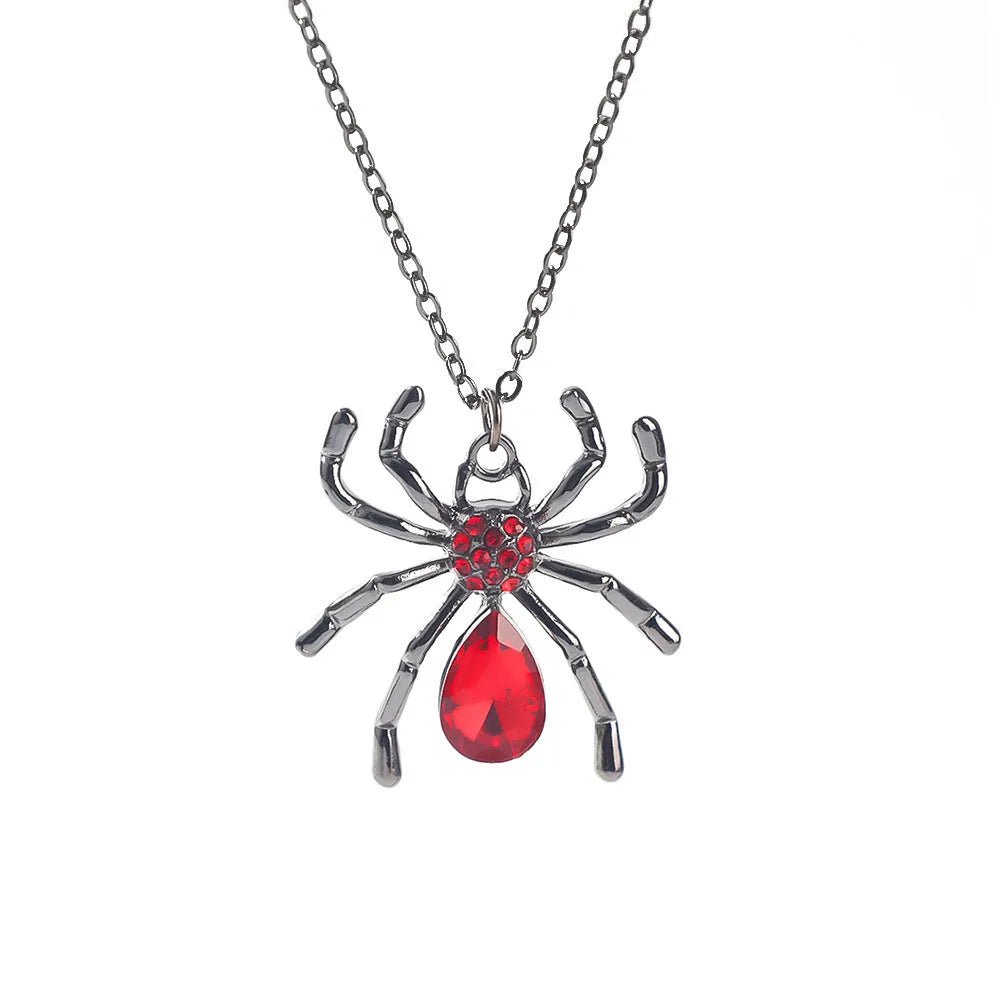 Zinc alloy Halloween necklace with spider bat pendant on a 45cm chain