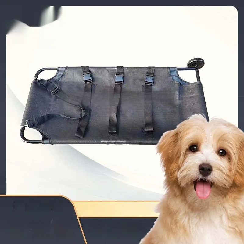 Black aluminium alloy foldable pet stretcher for large dog emergency transport