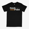 Men's black t-shirt with a 3D digital printed pattern, round neck, and short sleeves.