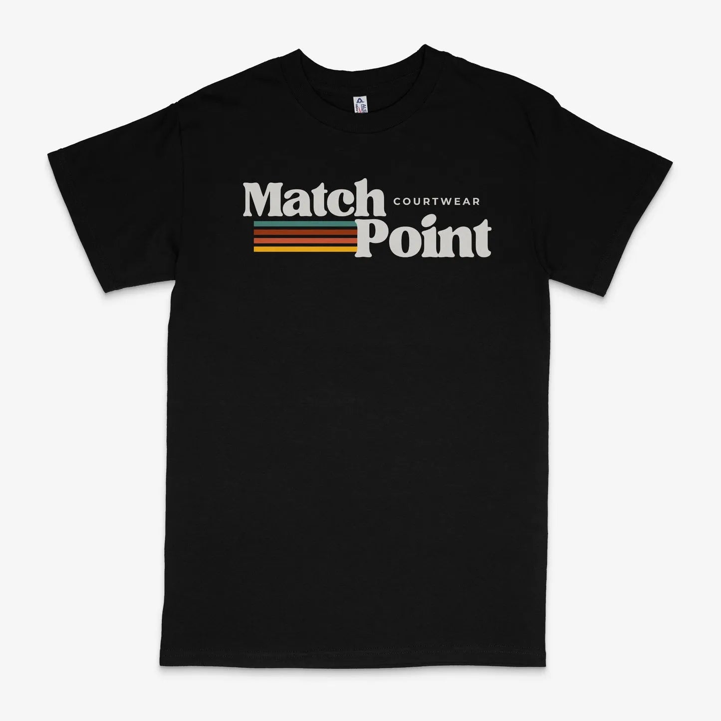 Men's black t-shirt with a 3D digital printed pattern, round neck, and short sleeves.