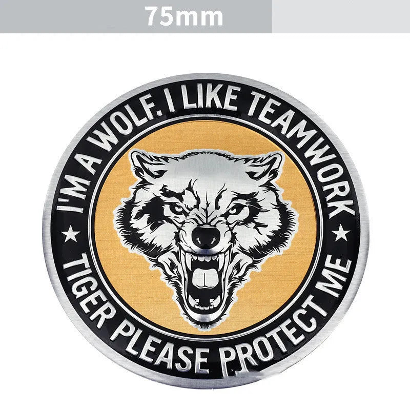 Aluminium car sticker showing metallic animal design options including circular and traditional patterns