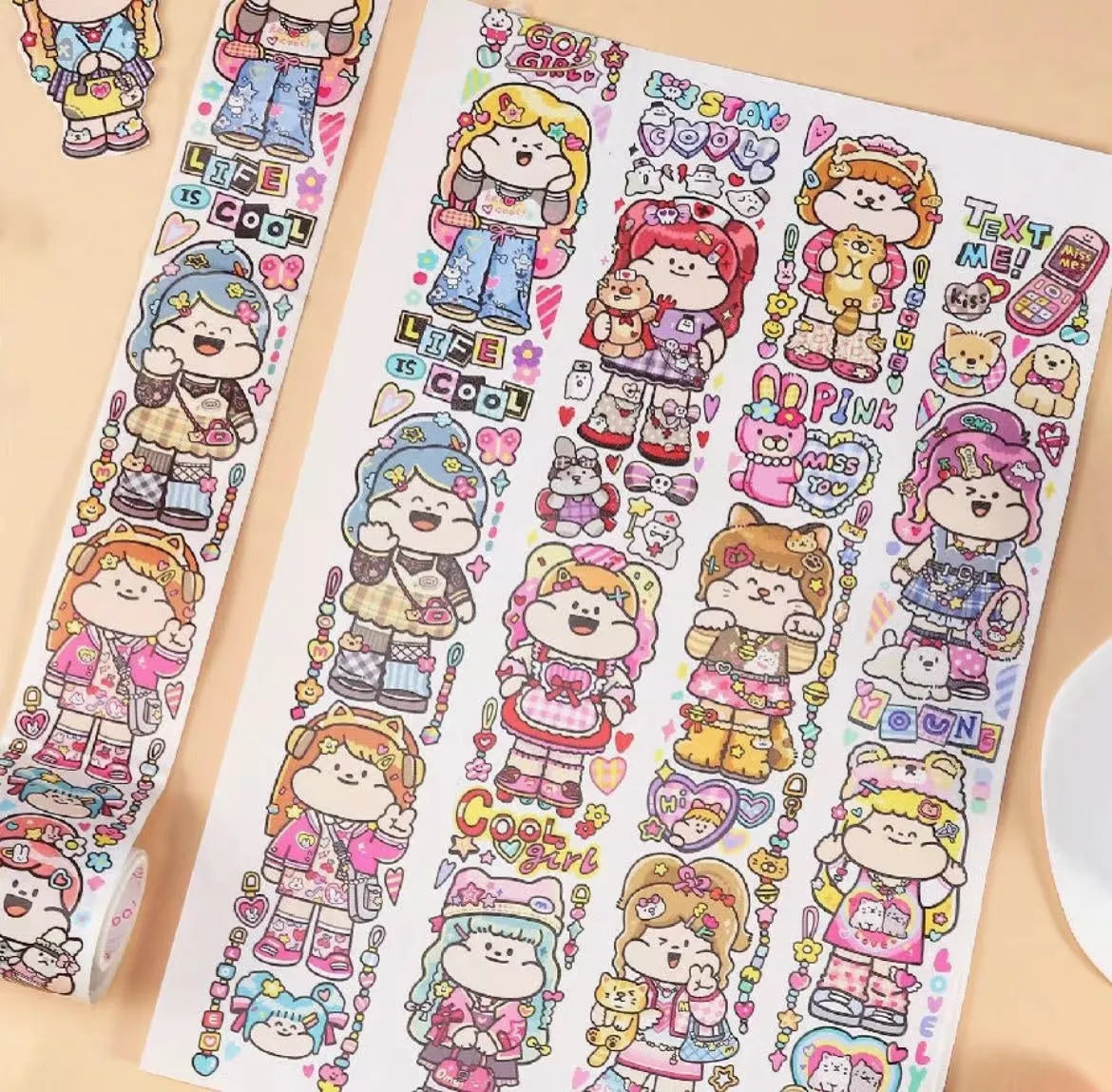 Cartoon character stickers on Japanese paper for haemorrhoid tape packaging decoration