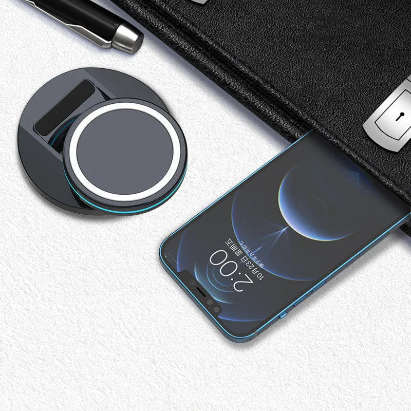 Folding magnetic wireless charging stand for iPhone 12 with 3 in 1 charging capability