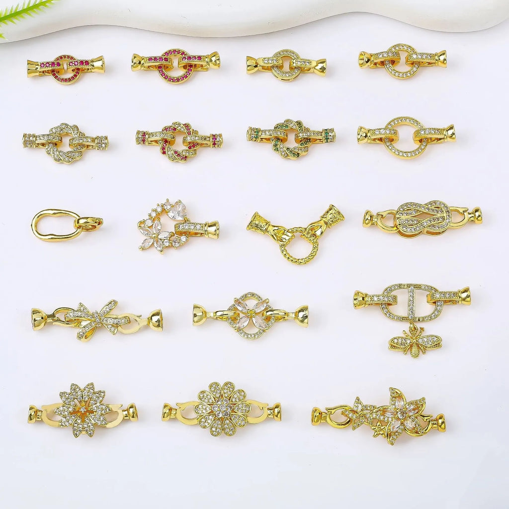 Small gold plated necklace clasp with pearl detail for DIY jewellery making