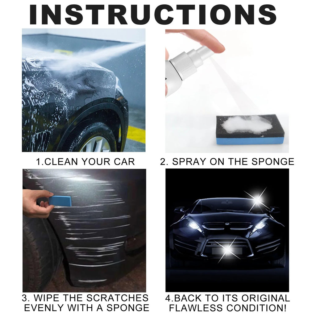 Car scratch repair spray bottle for paint surface scratch removal and sealing glaze coating.
