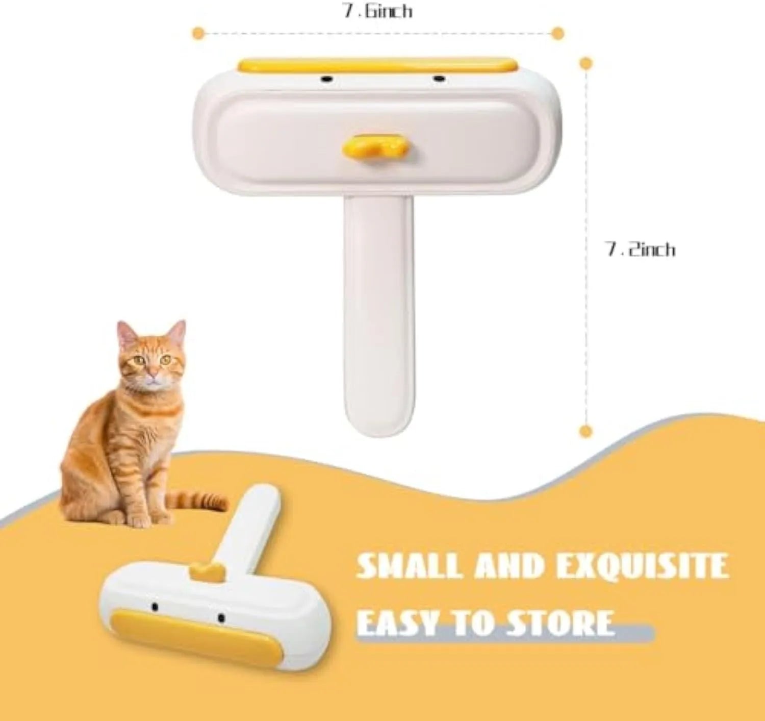 White portable pet hair remover with yellow duck design and polyester bristles for cleaning furniture