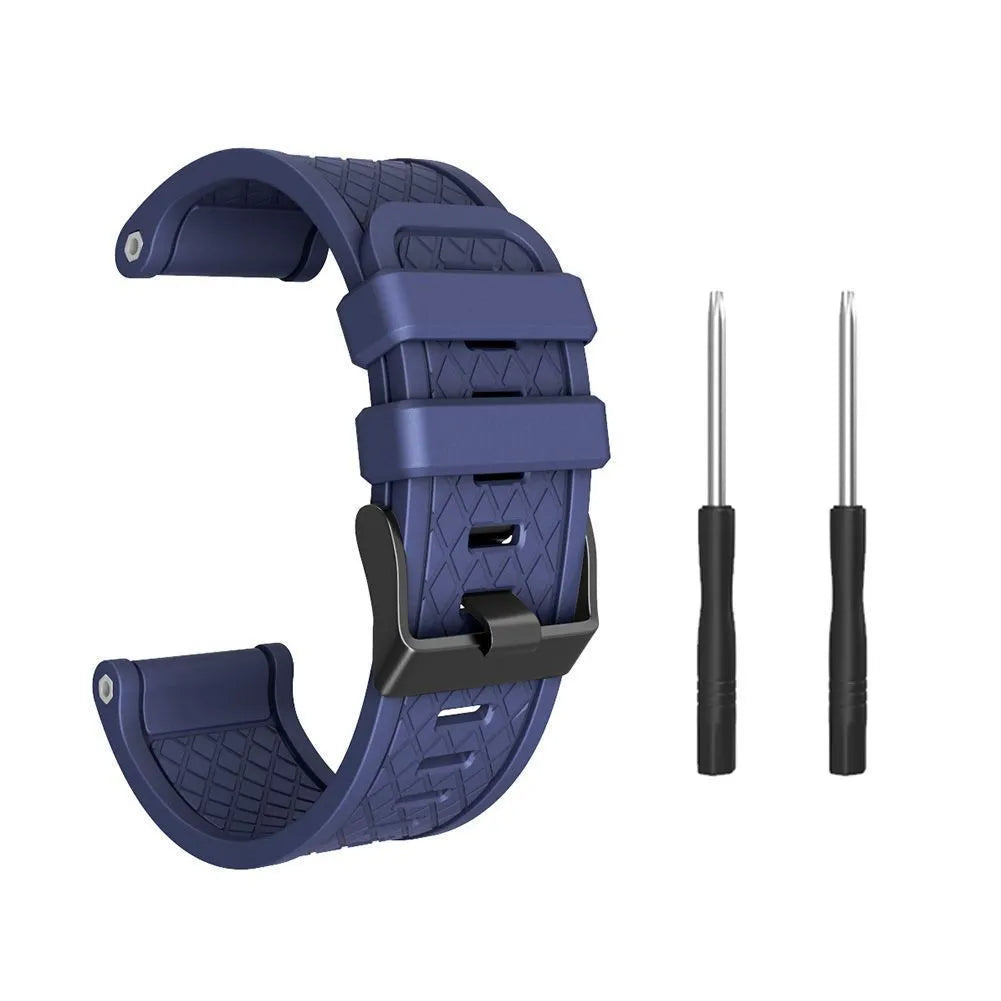 Jiaming 26mm silicone sports watch strap with stainless steel buckle in multiple colour options.