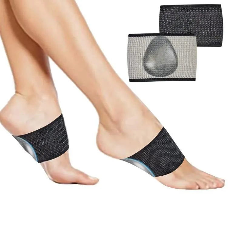 Elastic arch support foot pad in heart style and ordinary style on a neutral background.