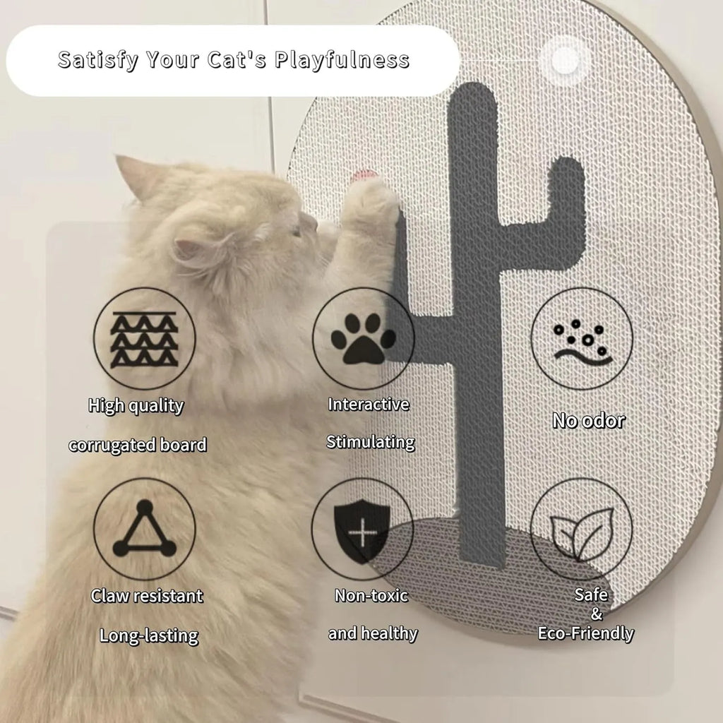 Wall-mounted cat scratch pad with corrugated cardboard surface measuring 35x44 cm
