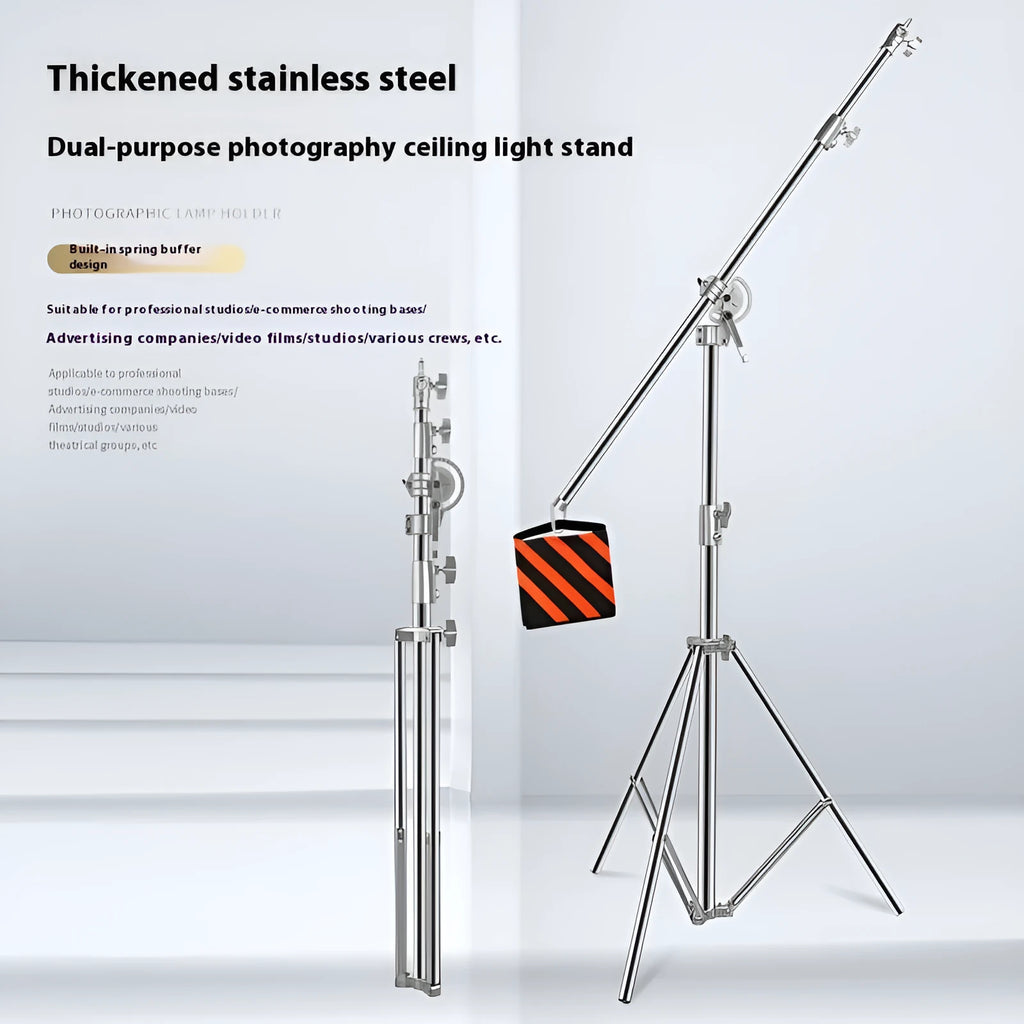 Stainless steel cross arm ceiling lamp rack with adjustable height silver lighting rig