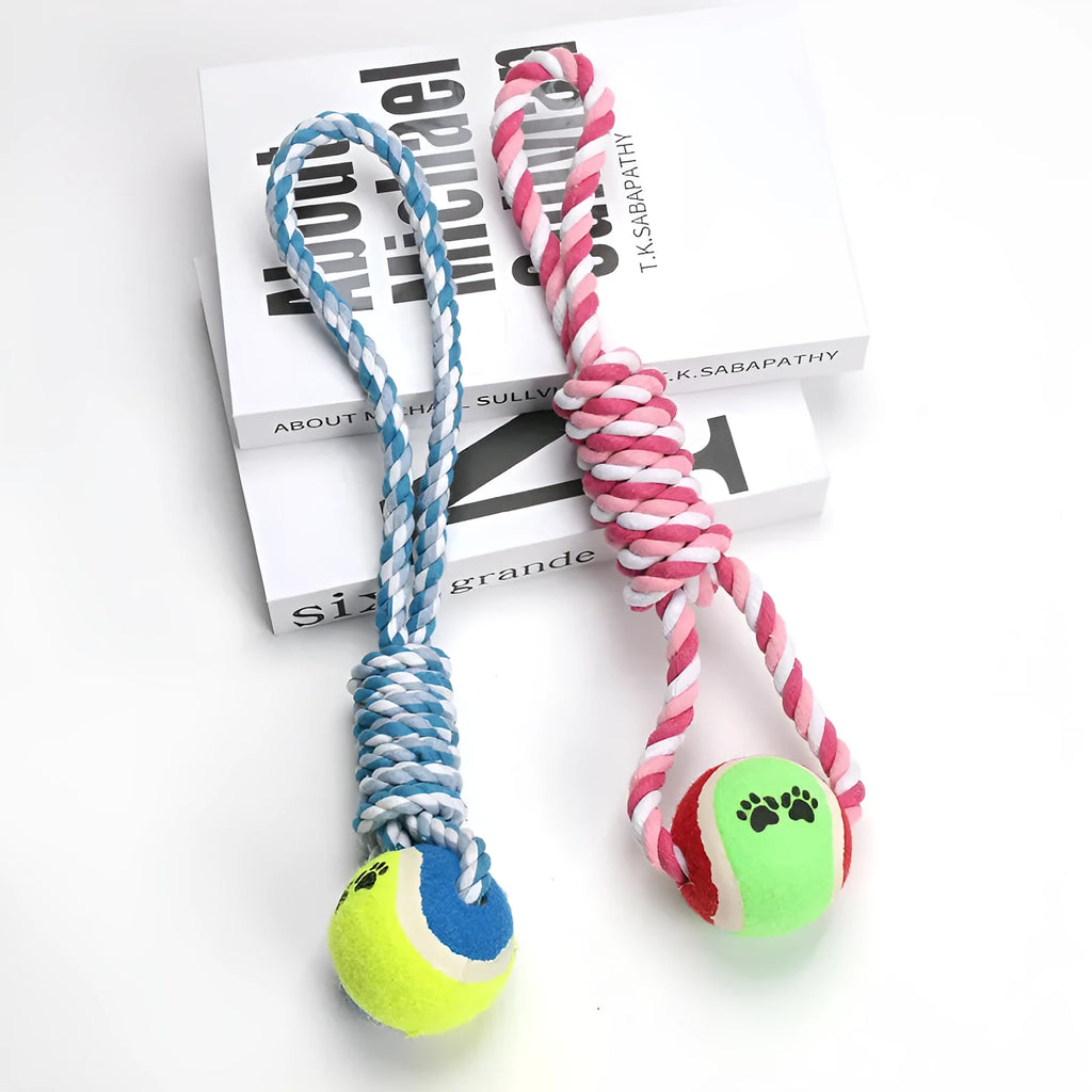 38cm red and white cotton string dog toy for medium to large breed dogs showing vent relieving design