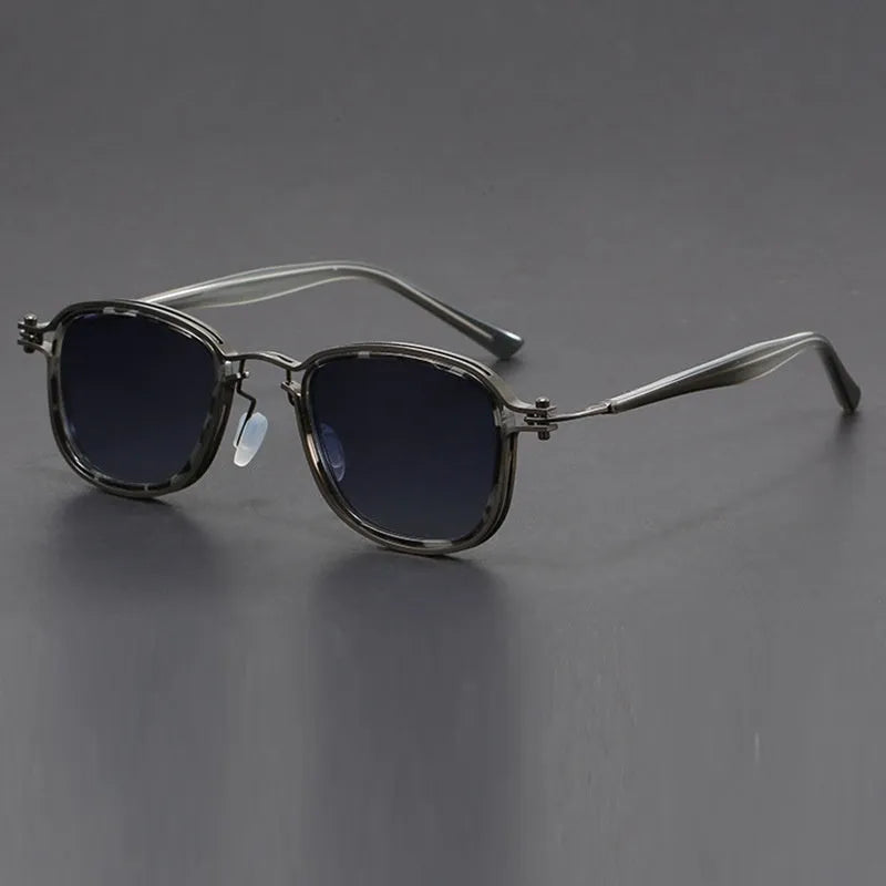 Retro square frame metal sunglasses with decorative patterns in multiple colour options