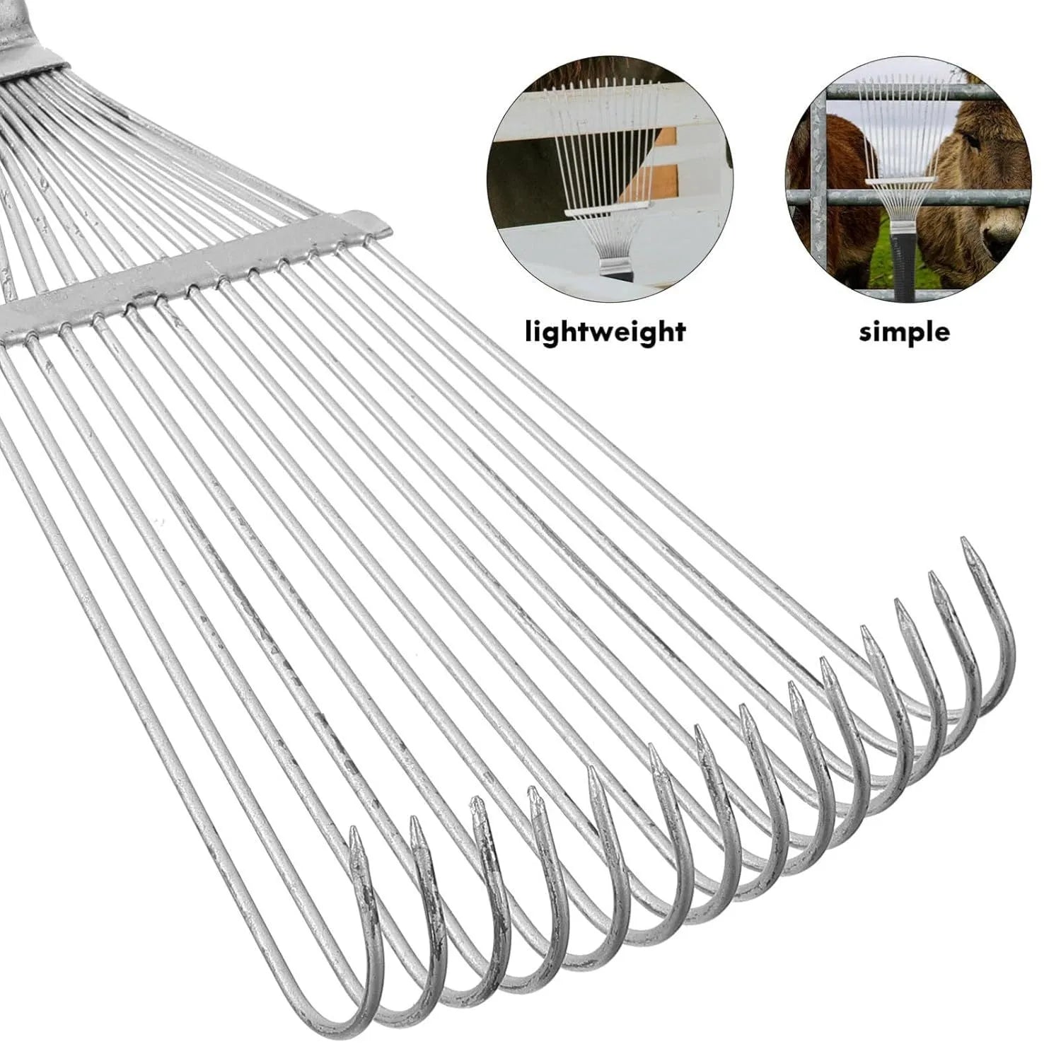 Stainless steel dematting brush rake comb for pet and livestock grooming.