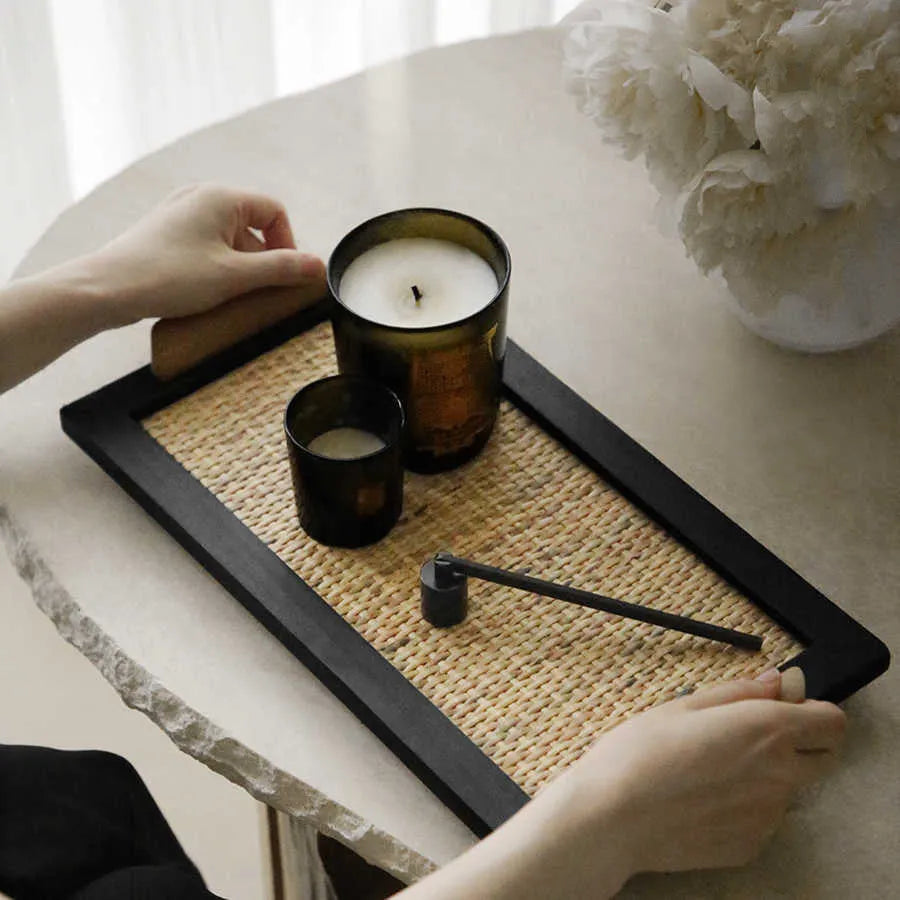 Pine wood dining tray with compartment dividers in elegant house design, small and large size options