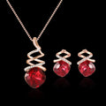 Women's alloy jewelry set with water wave chain necklace and matching earrings in diamond style finish