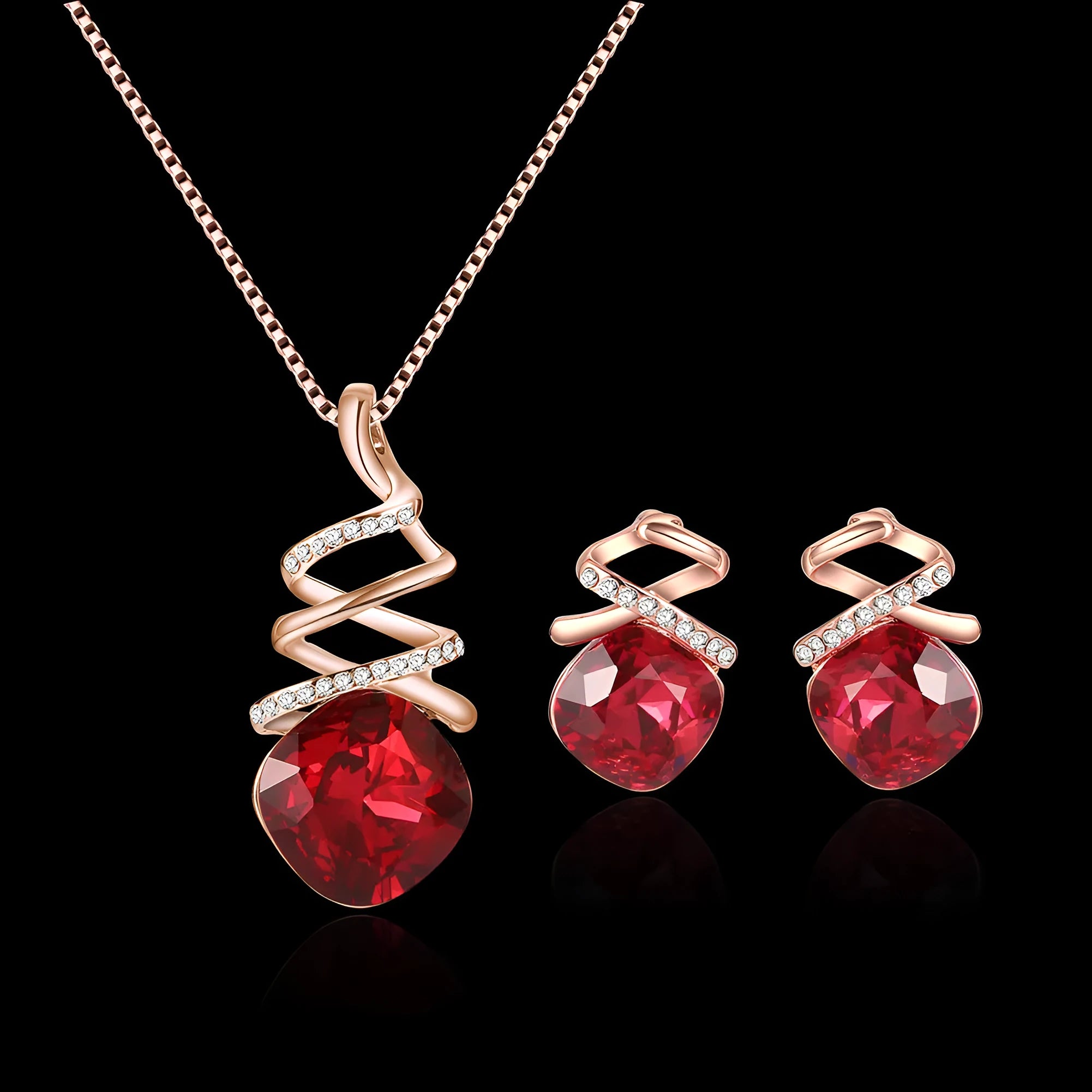 Women's alloy jewelry set with water wave chain necklace and matching earrings in diamond style finish