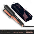 White anion hair straightener and curler with digital temperature display and EU plug