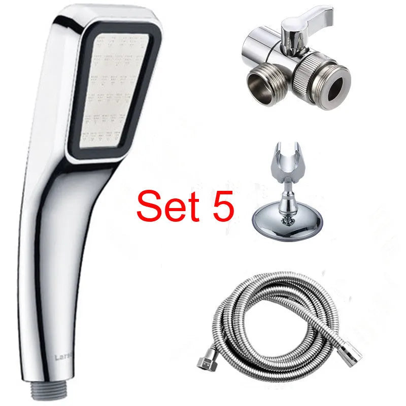 Orange hand-held pressurised shower set with rain function for bathroom installation