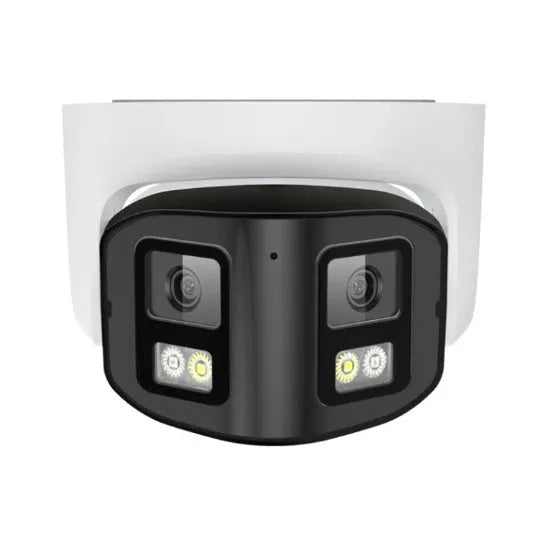 4MP dual-lens IP66 waterproof security camera with POE, dimensions 124x72x201mm.
