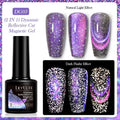 Cat eye series nail polish gel bottle showing diamond glitter fragments in one of six available colour options
