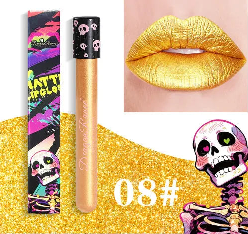 DR160 retro matte lip gloss tube for Halloween makeup in waterproof formula.