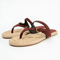 Women's woven flip-flops in Light Green with microfiber leather upper and 2cm rubber sole