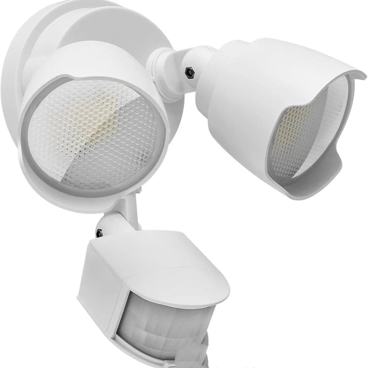 White 120V LED human body induction security flood light with PIR sensor for outdoor wall mounting