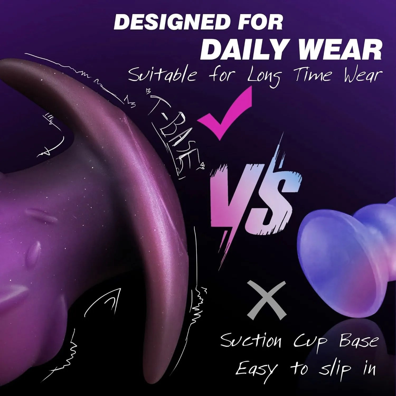 Unisex liquid silicone masturbator in purple gold and black available in S M L XL sizes for adults