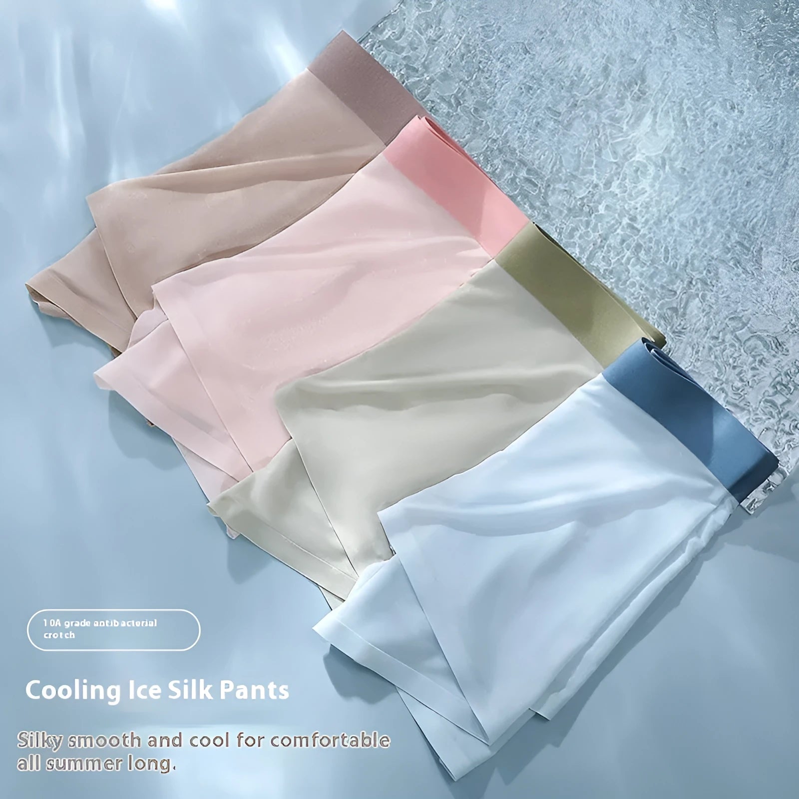 Ice Silk men's graphene antibacterial seamless shorts in bean green colour