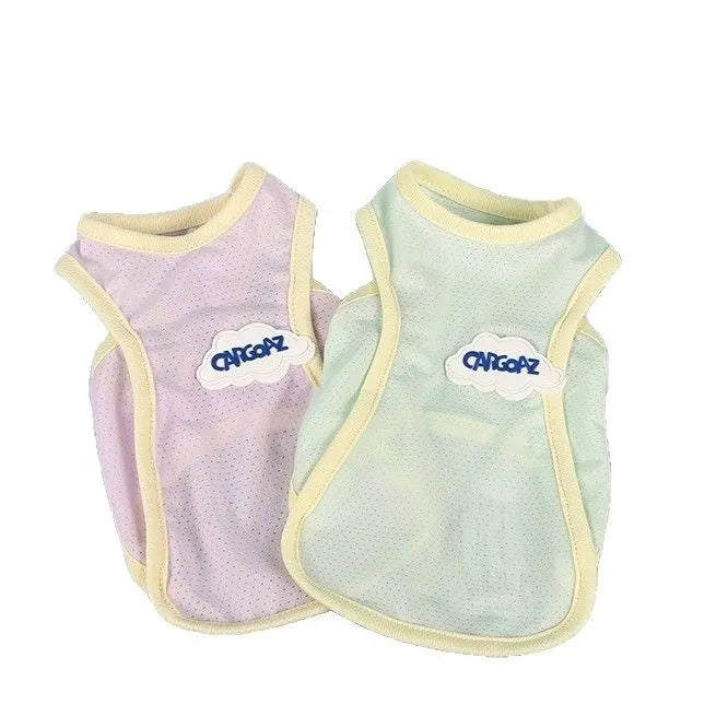 Grass green polyester cat vest for summer wear with anti-lint properties and sports-style design
