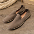 Handmade men's leather shoes in khaki colour with wedge heel and high-cut design