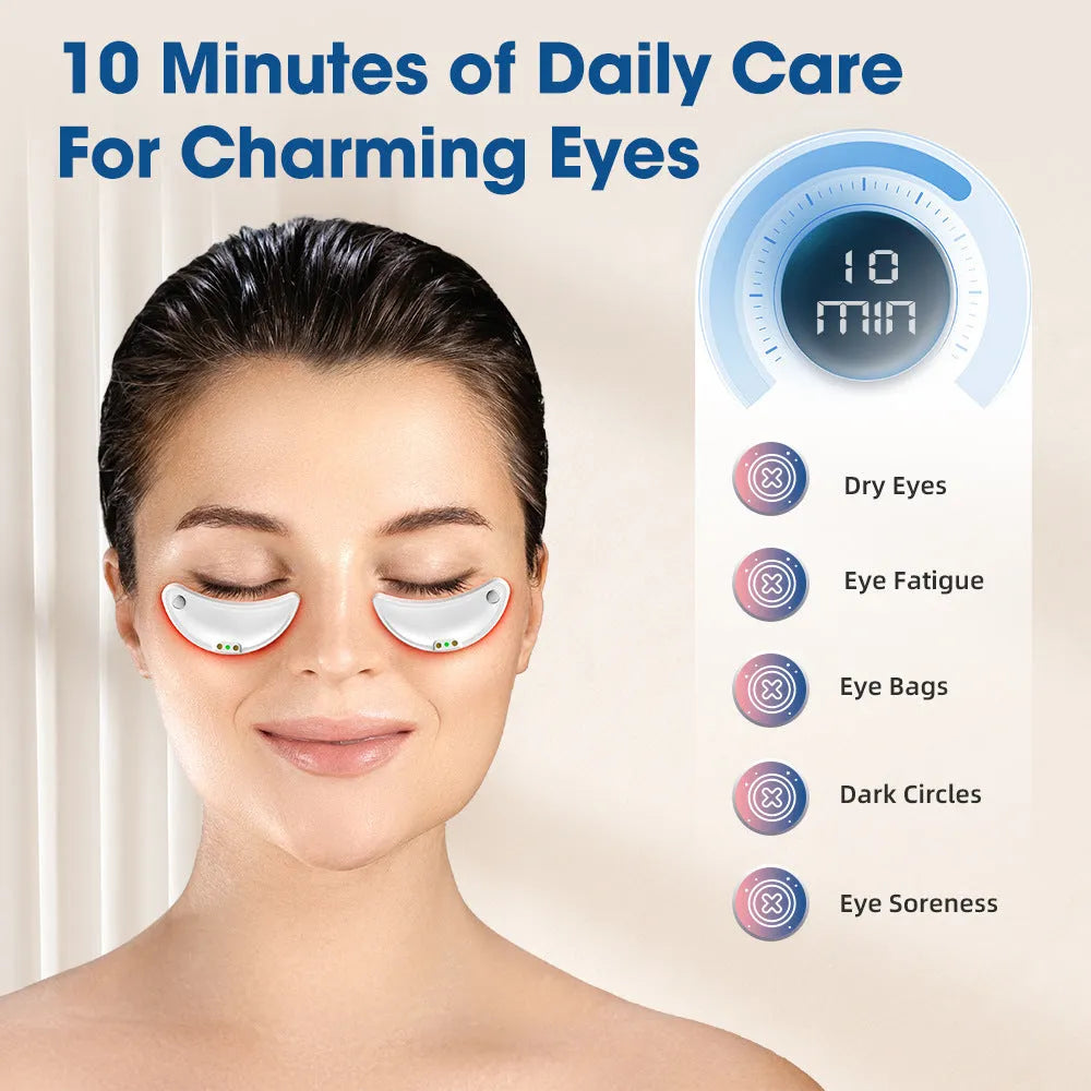 White red light EMS eye and facial massager device for dark circle treatment
